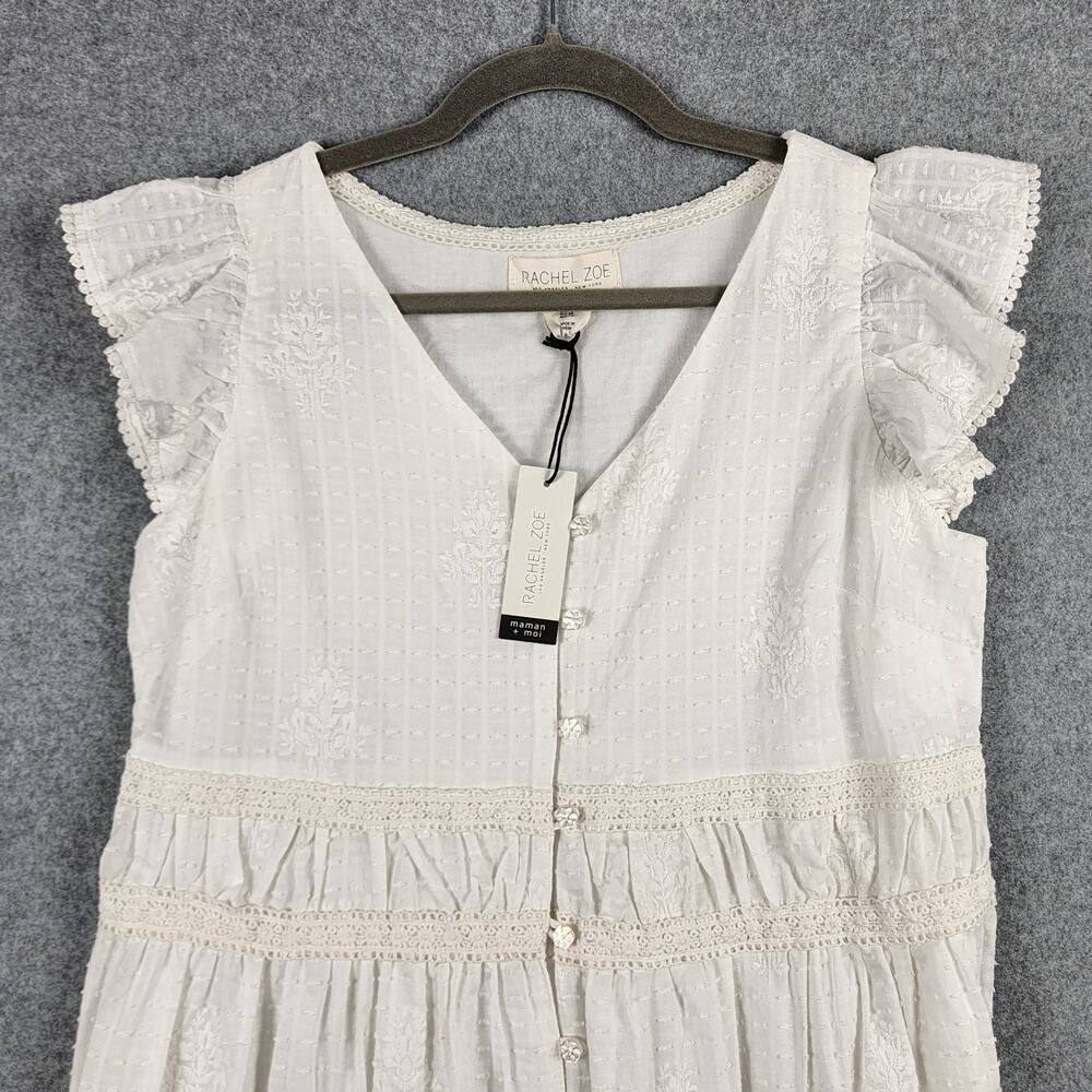Rachel Zoe White Maxi Dress Lace Eyelet Boho Size 8 - Picture 6 of 13